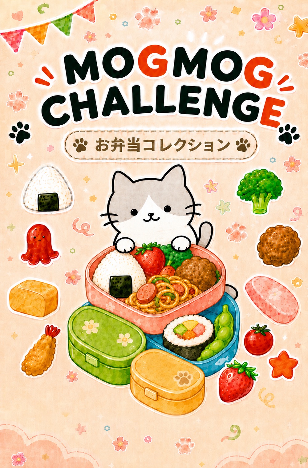 MOGMOG CHALLENGEのお弁当とモグネコ